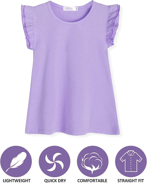 Arshiner Little Girls Plain Flutter T Shirts Ruffle Sleeve Tank Tops