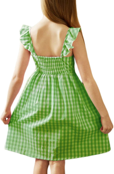 Arshiner Girls Linen Ruffle Backless Dress
