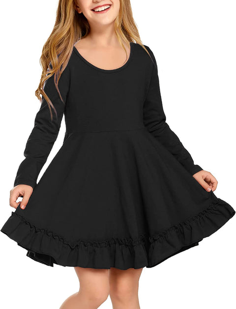 Arshiner Girls Dress Long Sleeve A Line Twirly Skater Dresses