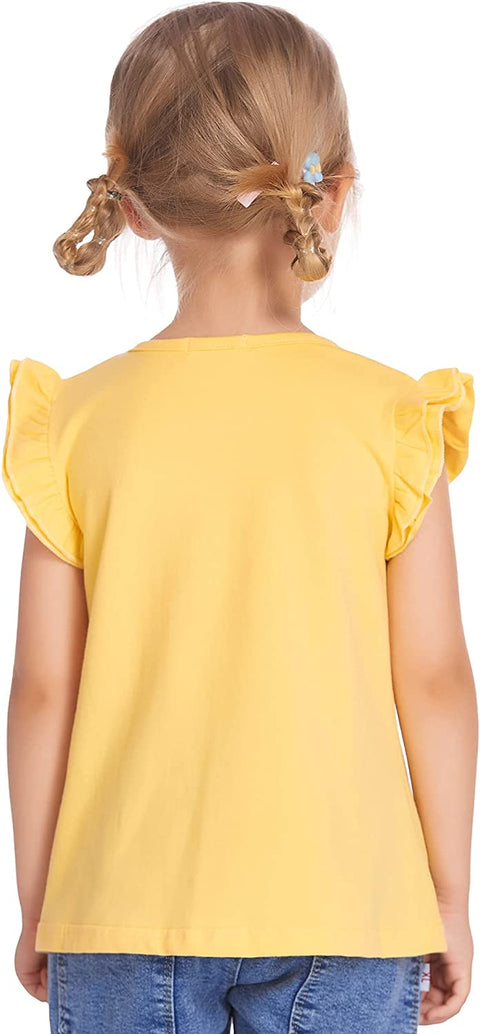 Arshiner Little Girls Plain Flutter T Shirts Ruffle Sleeve Tank Tops