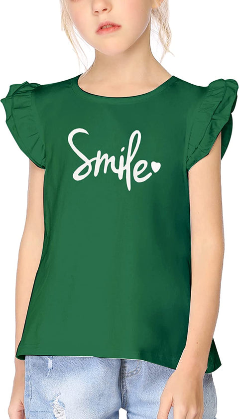 Arshiner Little Girls Plain Flutter T Shirts Ruffle Sleeve Tank Tops