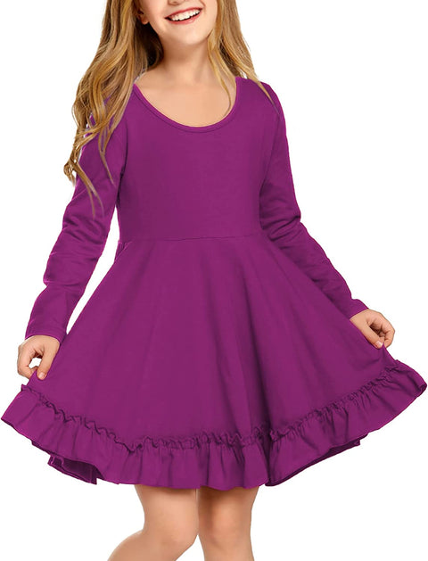 Arshiner Girls Dress Long Sleeve A Line Twirly Skater Dresses