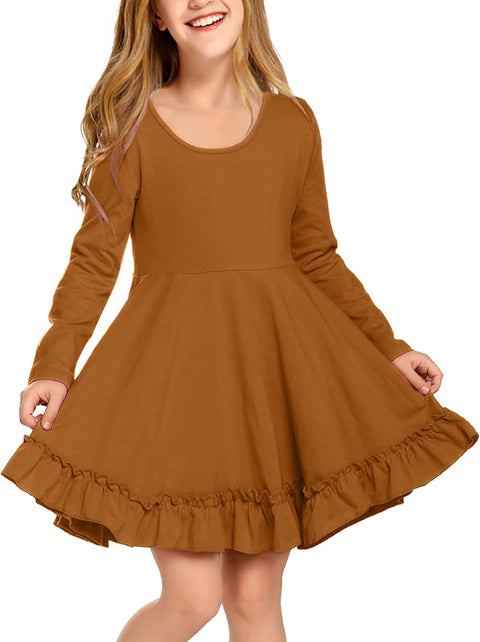 Arshiner Girls Dress Long Sleeve A Line Twirly Skater Dresses