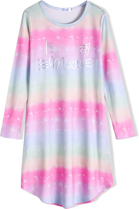 Arshiner Girls Nightgowns Long Sleeve Print Pajamas Nightdress