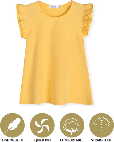 Arshiner Little Girls Plain Flutter T Shirts Ruffle Sleeve Tank Tops