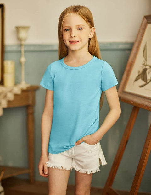 Arshiner Kids 2 Pack Short Sleeve Tees Girls Basic Tees 2pcs Shirt for Tie Dye