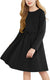 Arshiner Girls Long Sleeve Dress A line Twirly Skater Casual Bow Tie Dress