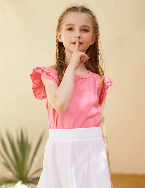 Arshiner Little Girls Plain Flutter T Shirts Ruffle Sleeve Tank Tops