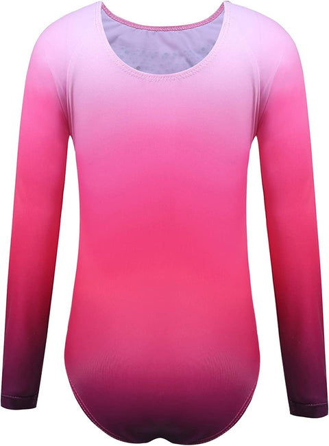 Arshiner Kid Girls Long Sleeve Color Gradient Gymnastics Leotard