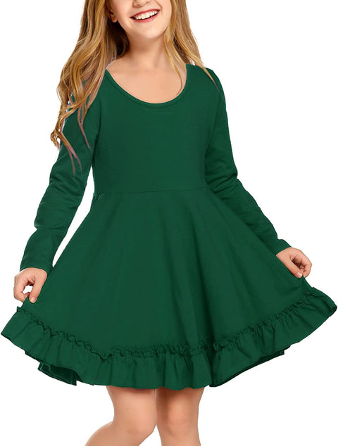 Arshiner Girls Dress Long Sleeve A Line Twirly Skater Dresses