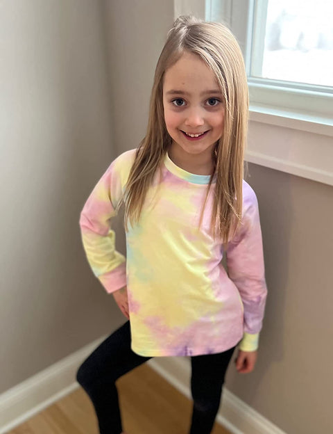 Arshiner Girls Casual Tie Dye Crewneck Long Sleeve Sweaters