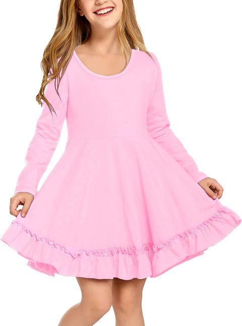 Arshiner Girls Dress Long Sleeve A Line Twirly Skater Dresses