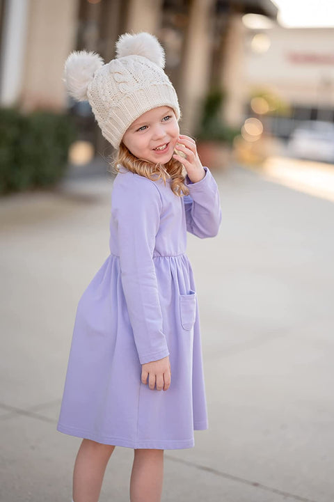 Arshiner Little Girls Dress Long Sleeve Casual Skater Pocket Dress