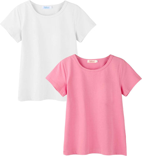 Arshiner Kids 2 Pack Short Sleeve Tees Girls Basic Tees 2pcs Shirt for Tie Dye