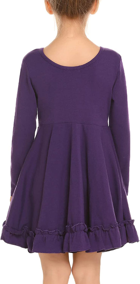 Arshiner Girls Dress Long Sleeve A Line Twirly Skater Dresses