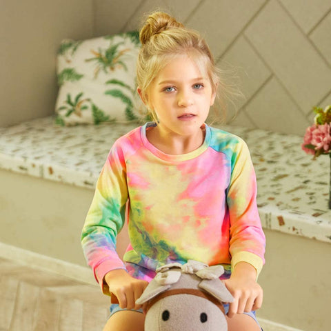 Arshiner Girls Casual Tie Dye Crewneck Long Sleeve Sweaters