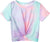 Arshiner Girls Casual Tie Dye Short-Sleeve T-Shirt Cute Print Summer Blouse for Girls Twist Front Tunic Tee Tops