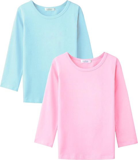 Arshiner Kids 2 Pack Long Sleeve Tees Girls Basic Tees