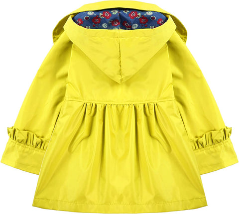 Arshiner Baby Girl Kid Floral Hooded Rain Jacket Outwear lightweight Raincoat Windbreaker