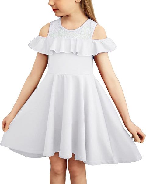 Arshiner Girls Dress Short Sleeve Cold Shoulder Dresses