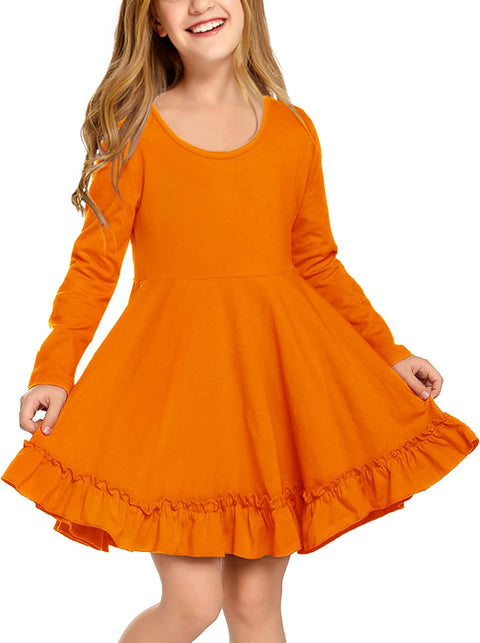 Arshiner Girls Dress Long Sleeve A Line Twirly Skater Dresses
