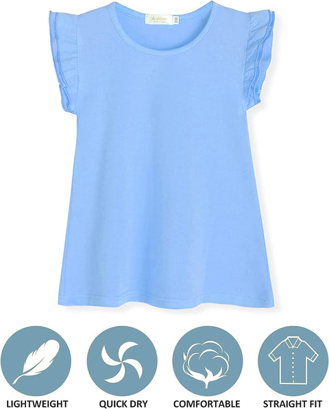 Arshiner Little Girls Plain Flutter T Shirts Ruffle Sleeve Tank Tops