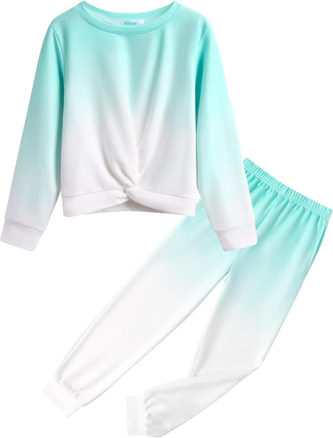 Arshiner Girls 2 Piece Outfits Fashion Twist Front Tracksuit Jogger set