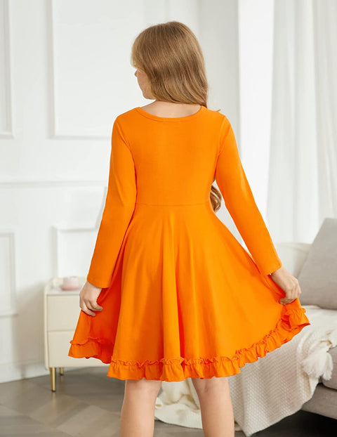 Arshiner Girls Dress Long Sleeve A Line Twirly Skater Dresses