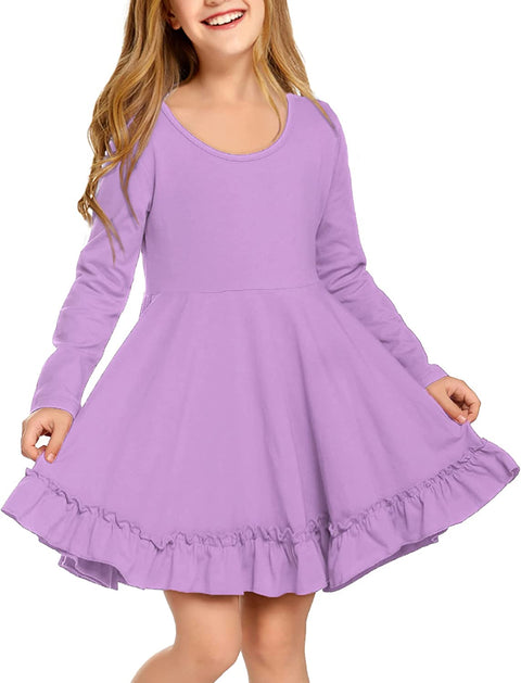Arshiner Girls Dress Long Sleeve A Line Twirly Skater Dresses