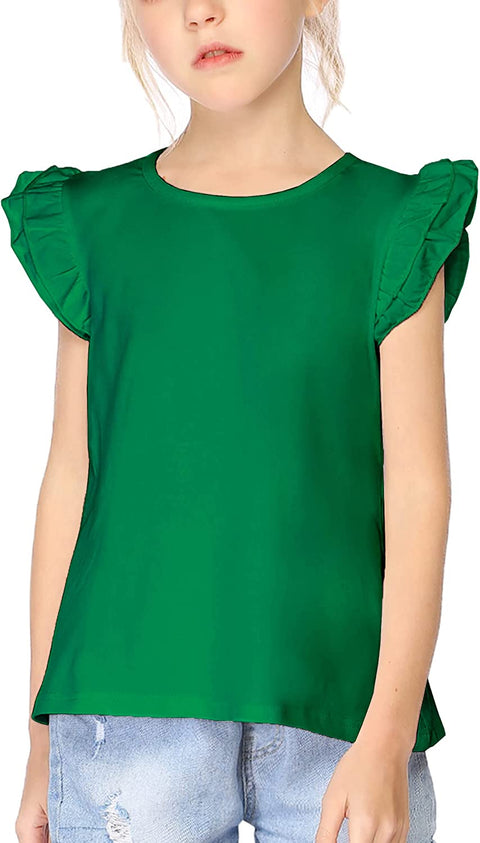 Arshiner Little Girls Plain Flutter T Shirts Ruffle Sleeve Tank Tops
