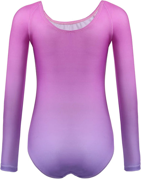 Arshiner Kid Girls Long Sleeve Color Gradient Gymnastics Leotard