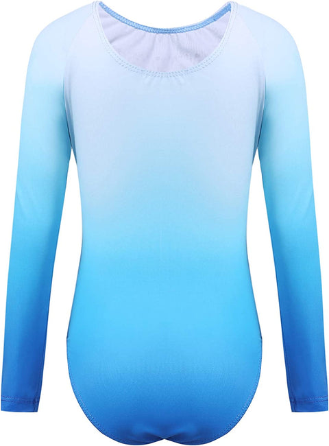 Arshiner Kid Girls Long Sleeve Color Gradient Gymnastics Leotard