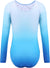 Arshiner Kid Girls Long Sleeve Color Gradient Gymnastics Leotard Shiny Diamond Ballet Dance One Piece Outfit