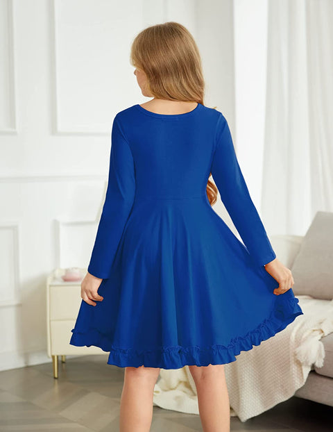 Arshiner Girls Dress Long Sleeve A Line Twirly Skater Dresses
