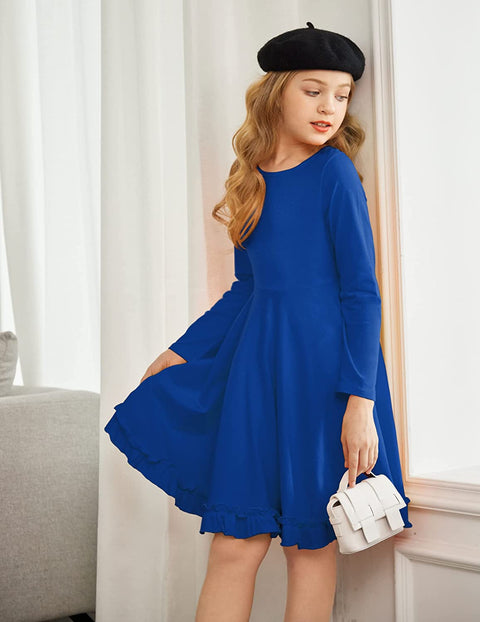 Arshiner Girls Dress Long Sleeve A Line Twirly Skater Dresses