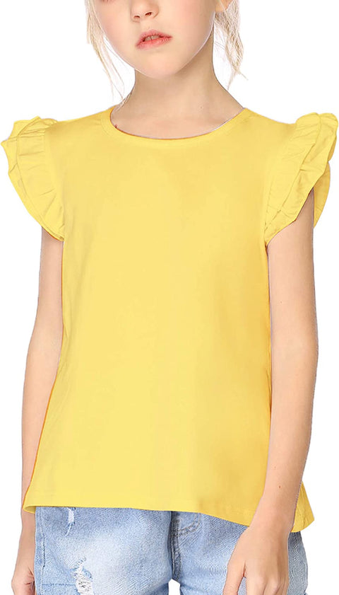 Arshiner Girls Basic Ruffle Sleeve Cute T-Shirt