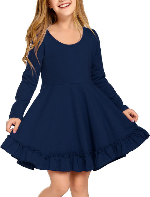 Arshiner Girls Dress Long Sleeve A Line Twirly Skater Dresses