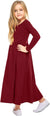 Arshiner Girls Long Sleeve Solid Loose Casual Maxi Dress with Pockets 5-13 Years