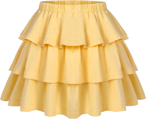 Arshiner Girls Summer Cute High Waist Ruffle Skirt Flared Pleated Solid Color Skirt