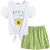 Arshiner Girls 2 Piece Outfits Short Sleeve Cold Shoulder Tie Knot T-Shirt and Shorts Set with Pockets Summer Clothes
