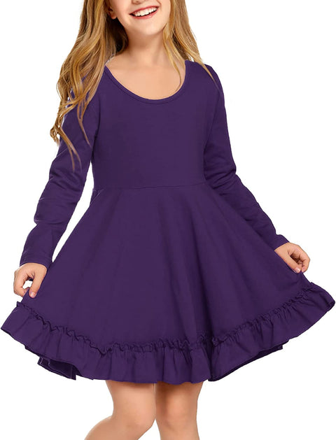 Arshiner Girls Dress Long Sleeve A Line Twirly Skater Dresses