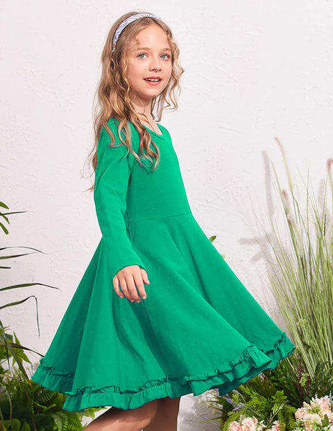 Arshiner Girls Dress Long Sleeve A Line Twirly Skater Dresses