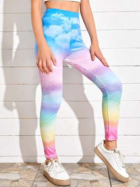 Arshiner Girl's Ankle Length Leggings 3-Pack Flower Stretch Pants