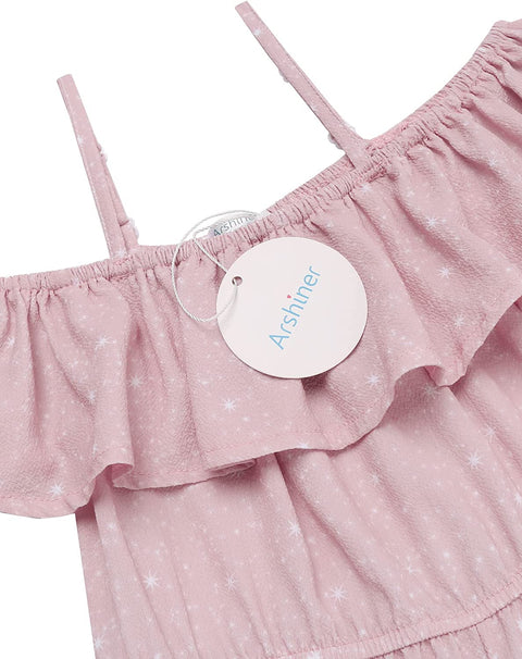 Arshiner Girls Kids Jumpsuit Off Shoulder Ruffle Romper Playsuit Summer Outfits Clothes Set