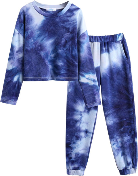 Arshiner Girls Tie Dye Outfits Sweatsuits Set Cute Pullover Hoodies Sweatshirts Jogger Sweatpants Outfit