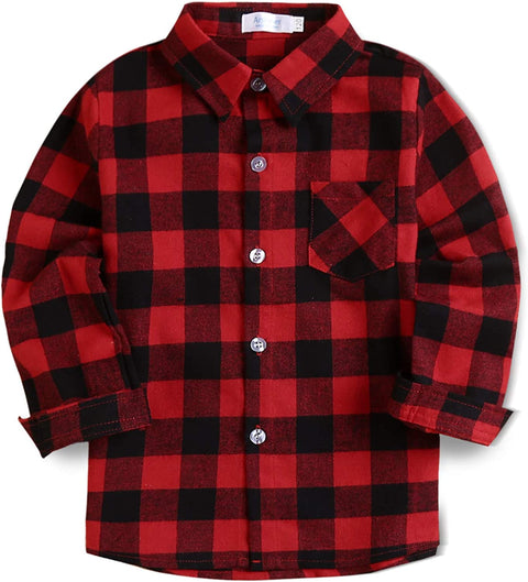 Arshiner Toddler Boys Girls Long Sleeve Plaid Shirt