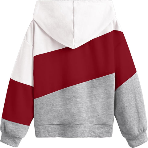 Arshiner Girls Color Block Hoodies Crewneck Long Sleeve Casual Soft Sweatshirts Tops with Pockets