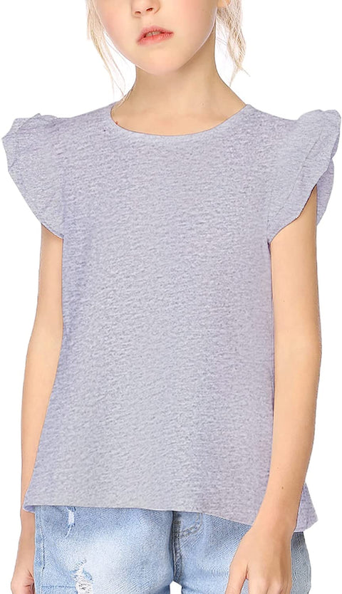 Arshiner Little Girls Plain Flutter T Shirts Ruffle Sleeve Tank Tops
