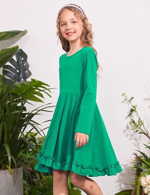 Arshiner Girls Dress Long Sleeve A Line Twirly Skater Dresses