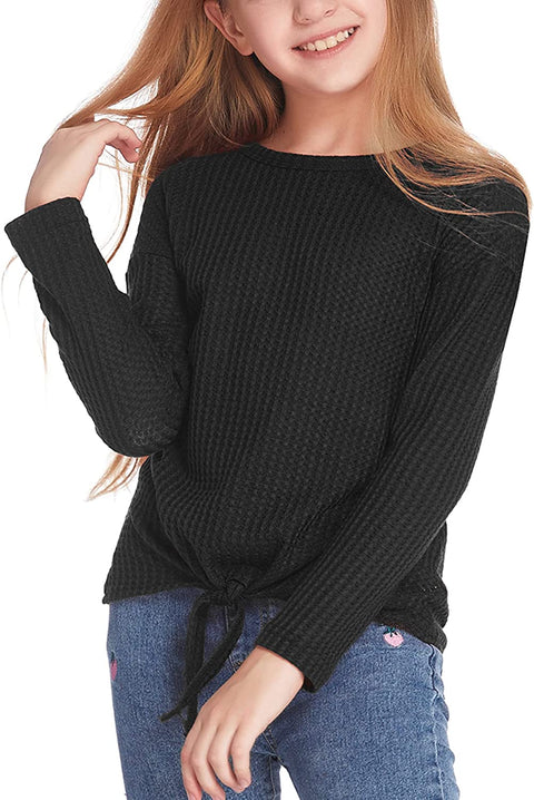 Arshiner Girls Knit Tops Colorblock Shirts Long Sleeve Sweaters